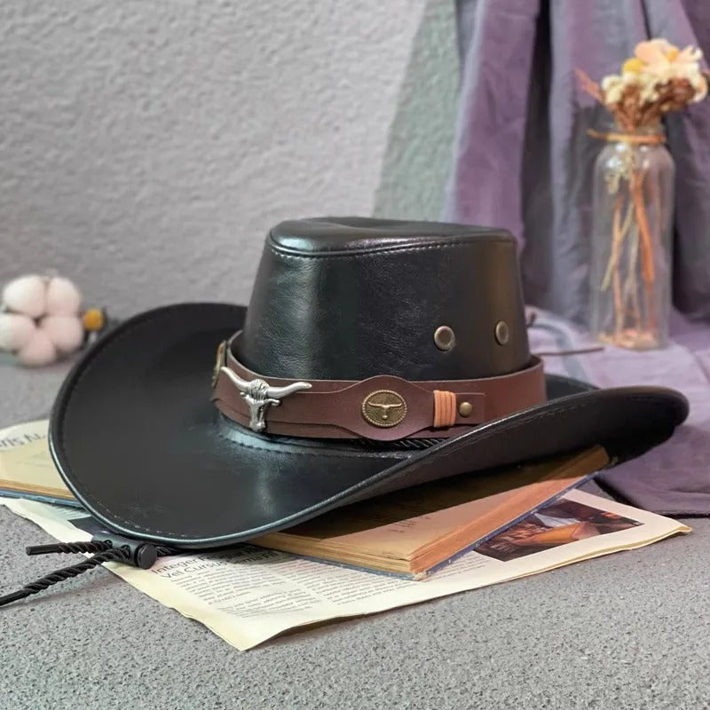 Vintage Faux Leather Cowboy Hats